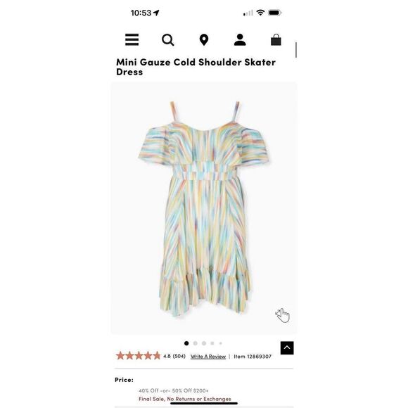 Torrid plus size 2/2xl xxl mini gauze cold shoulder rainbow skater dress - Picture 2 of 7